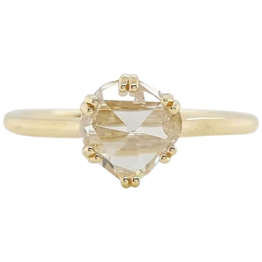 Victorian Yellow Gold 0.90 Carat Rose Cut Diamond Solitaire Ring