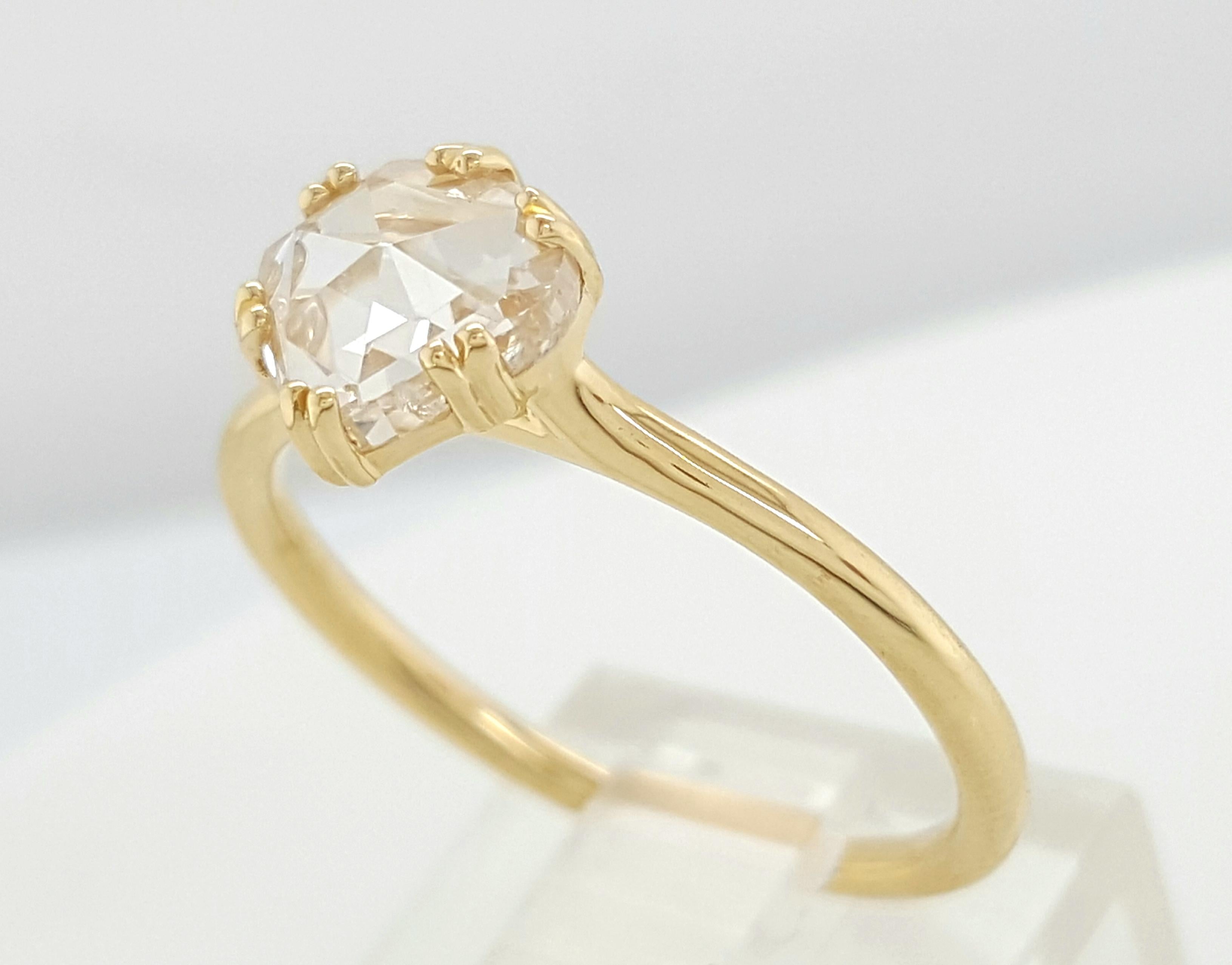 Late Victorian Victorian Yellow Gold 0.90 Carat Rose Cut Diamond Solitaire Ring