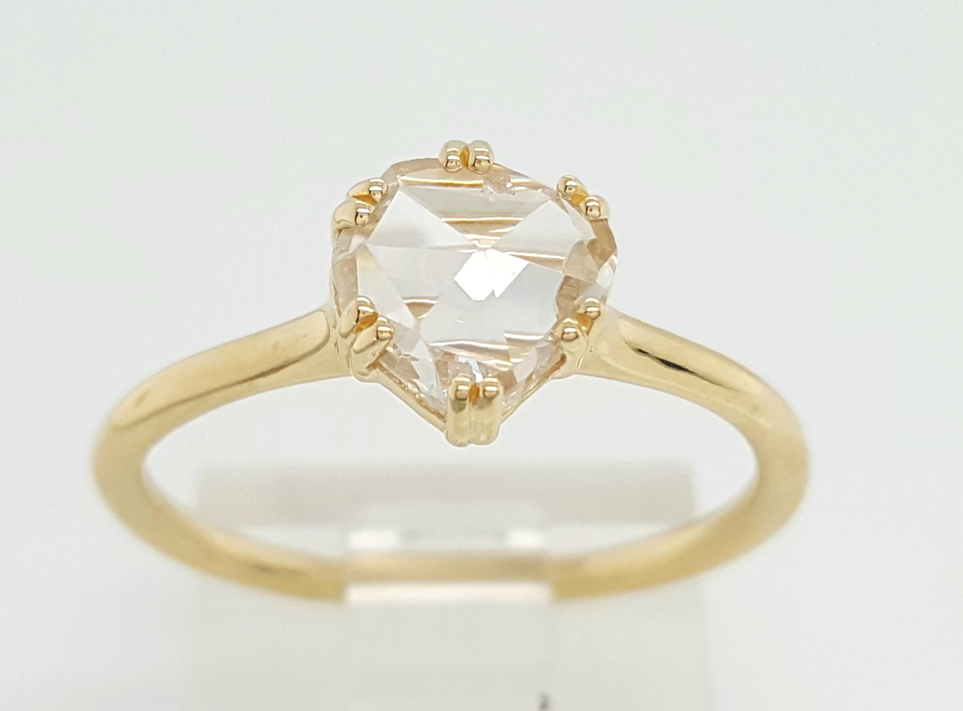 Victorian Yellow Gold 0.90 Carat Rose Cut Diamond Solitaire Ring In Good Condition In Addison, TX