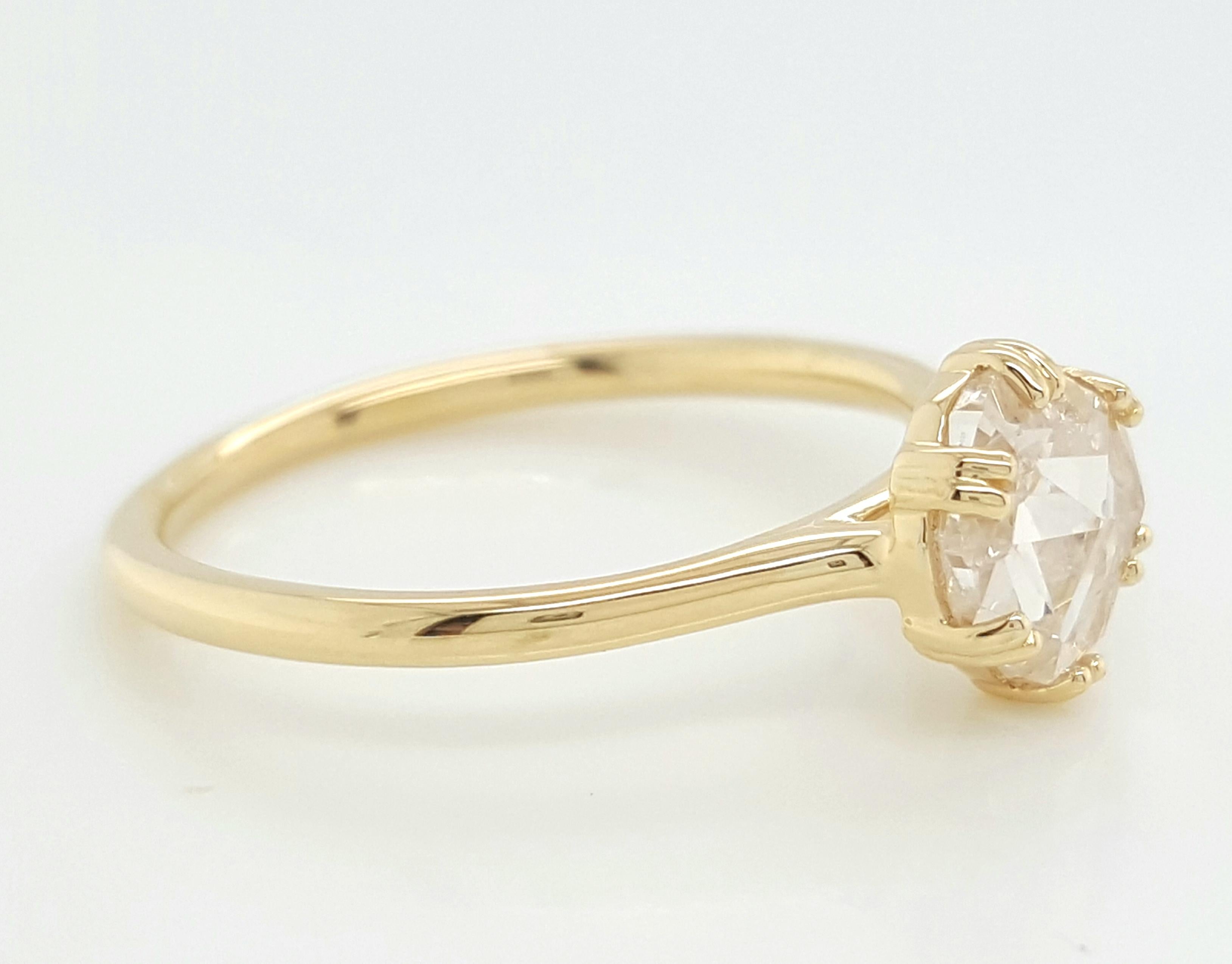 Victorian Yellow Gold 0.90 Carat Rose Cut Diamond Solitaire Ring 3