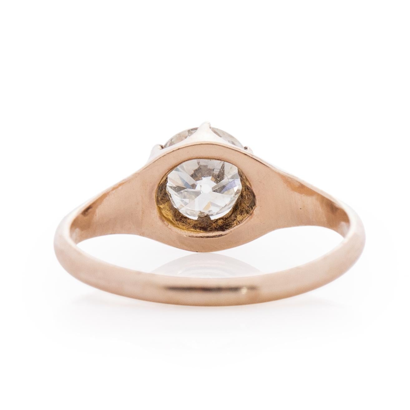 Old European Cut Victorian Yellow Gold .90 Carat Solitaire Ring with GIA Graded Diamond