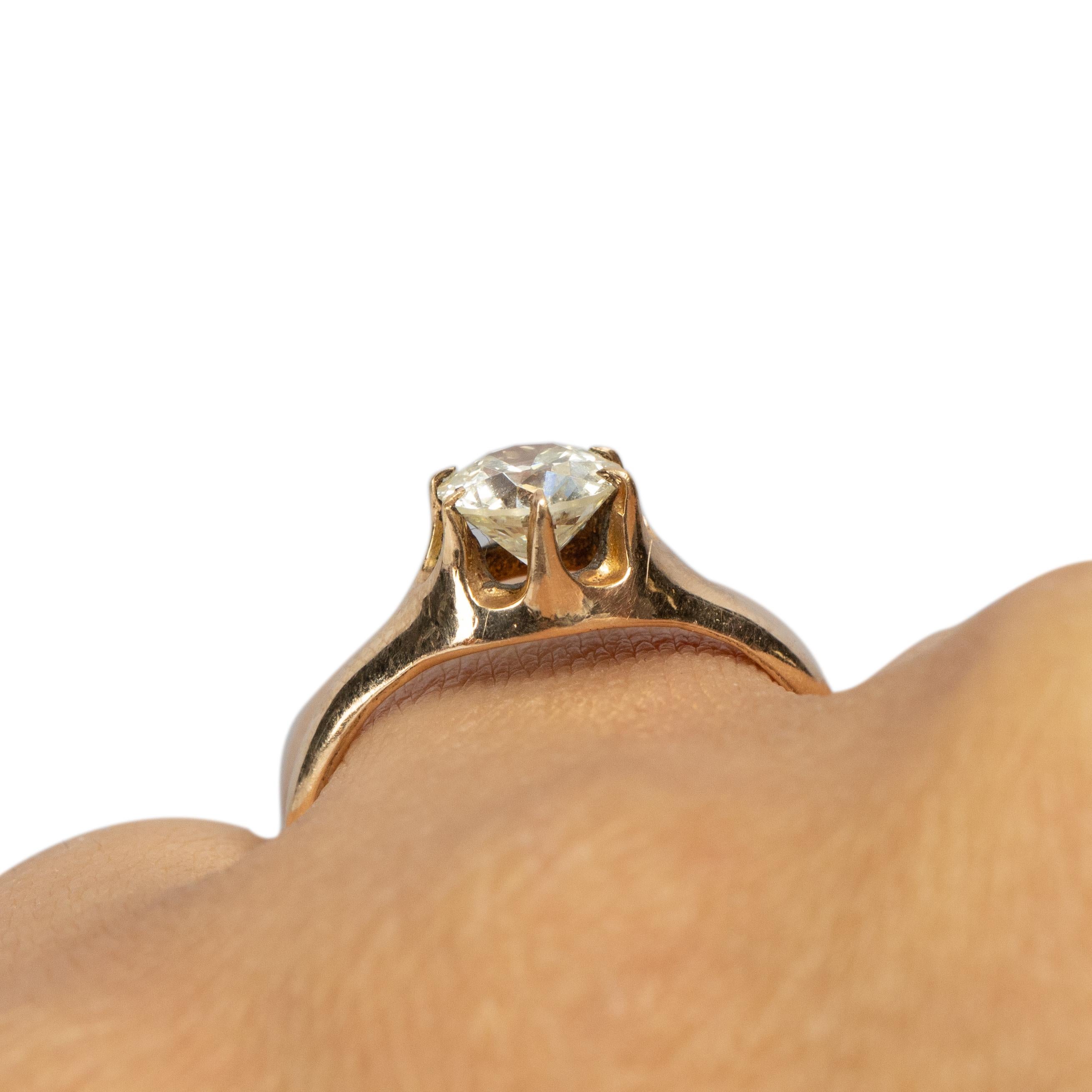 Victorian Yellow Gold .90 Carat Solitaire Ring with GIA Graded Diamond 1