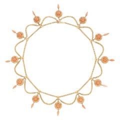 Viktorianische Swag-Halskette aus Gelbgold und Korallen