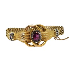 Victorian Yellow Gold and Gem Set Hands Bracelet