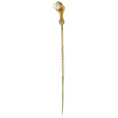 Victorian Yellow Gold and Pearl Talon Pin