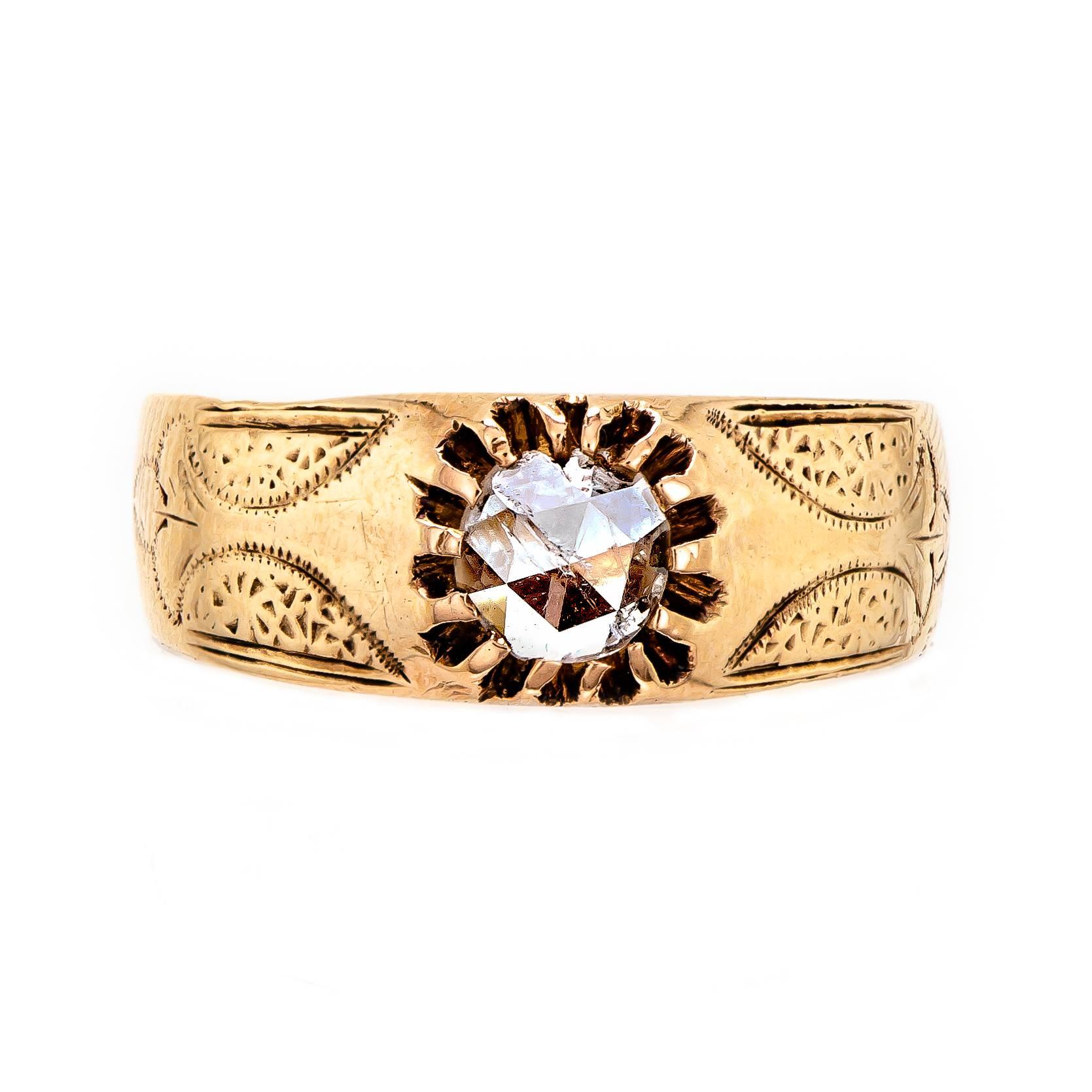 Victorian Yellow Gold and Rose-Cut Diamond Ring