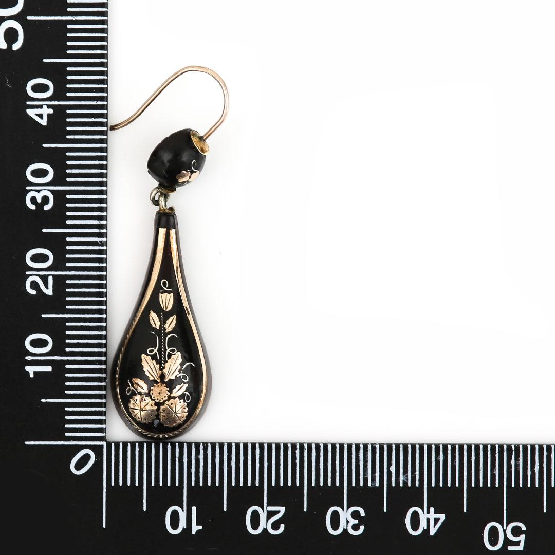 Victorian Yellow Gold and Silver Pique Floral Teardrop Earrings Circa 1870 4
