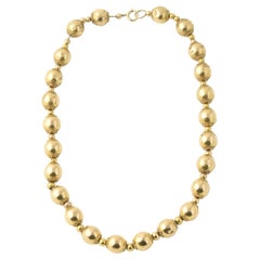 Victorian Yellow Gold Ball Necklace with Etruscan Floral Accents