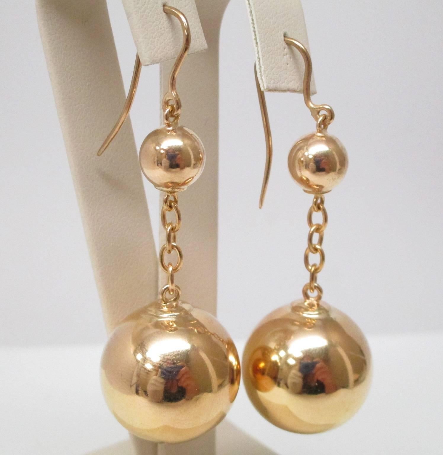 Late Victorian Victorian Yellow Gold Bead Dangle Earrings