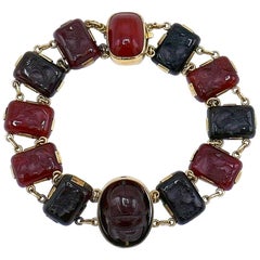 Victorian Yellow Gold Carved Carnelian Cameo Bracelet