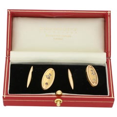 Victorian 18ct Yellow Gold Diamond Set Cuff-links