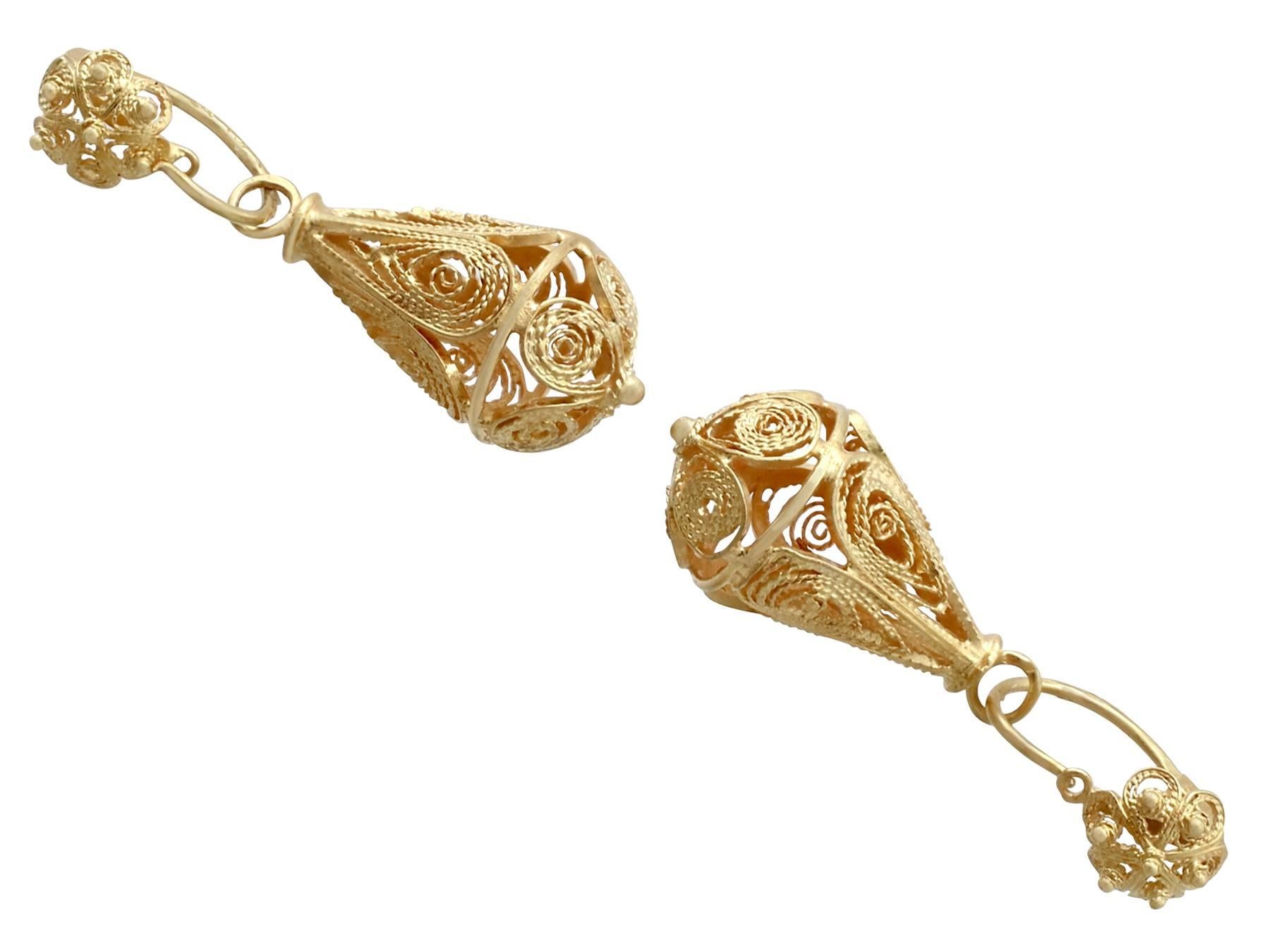 Victorian Yellow Gold Drop Earrings In Excellent Condition In Jesmond, Newcastle Upon Tyne