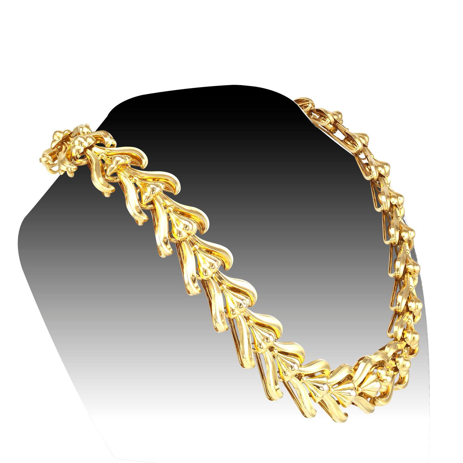 Victorian Yellow Gold Link Necklace Bracelets In Good Condition In Los Angeles, CA