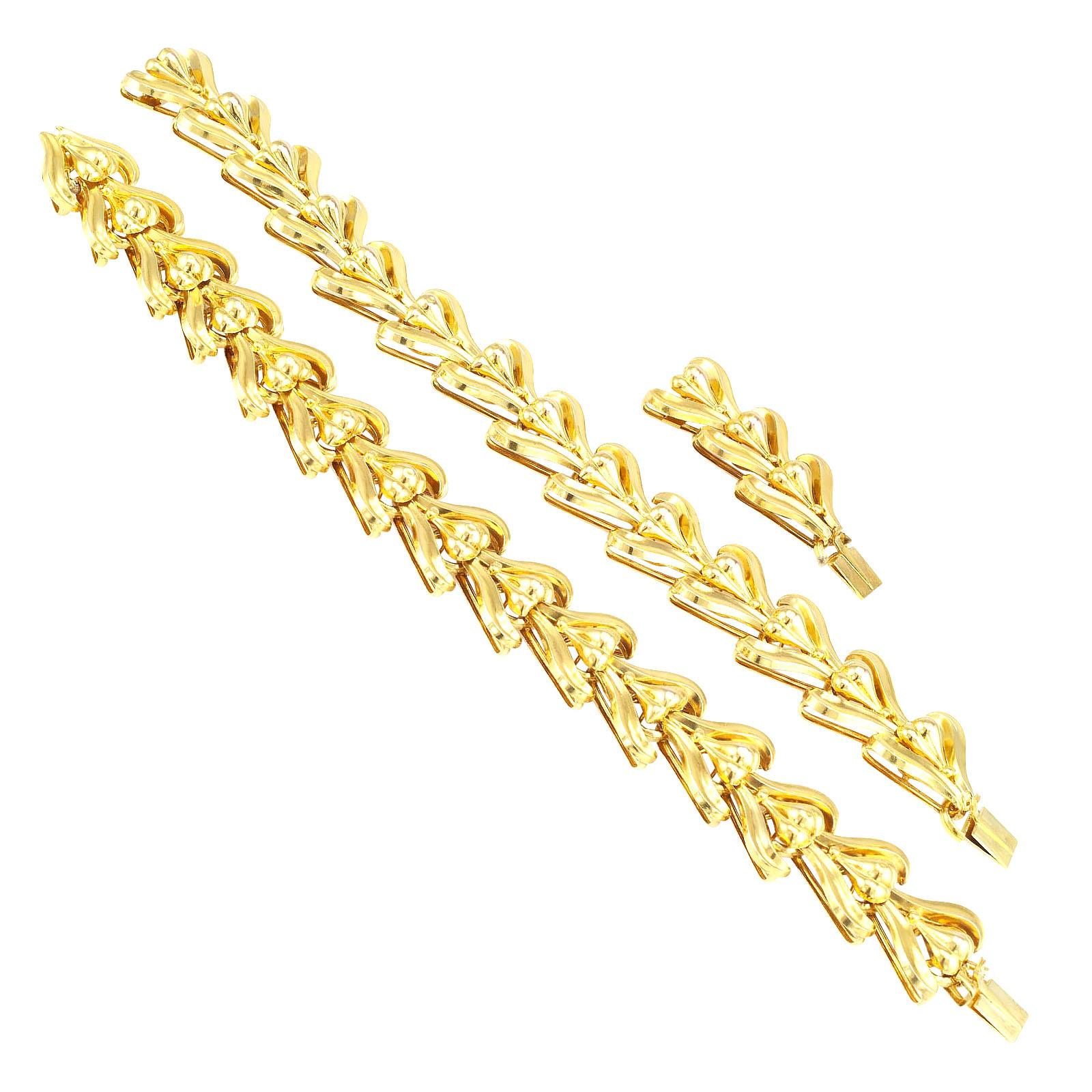 Women's Victorian Yellow Gold Link Necklace Bracelets