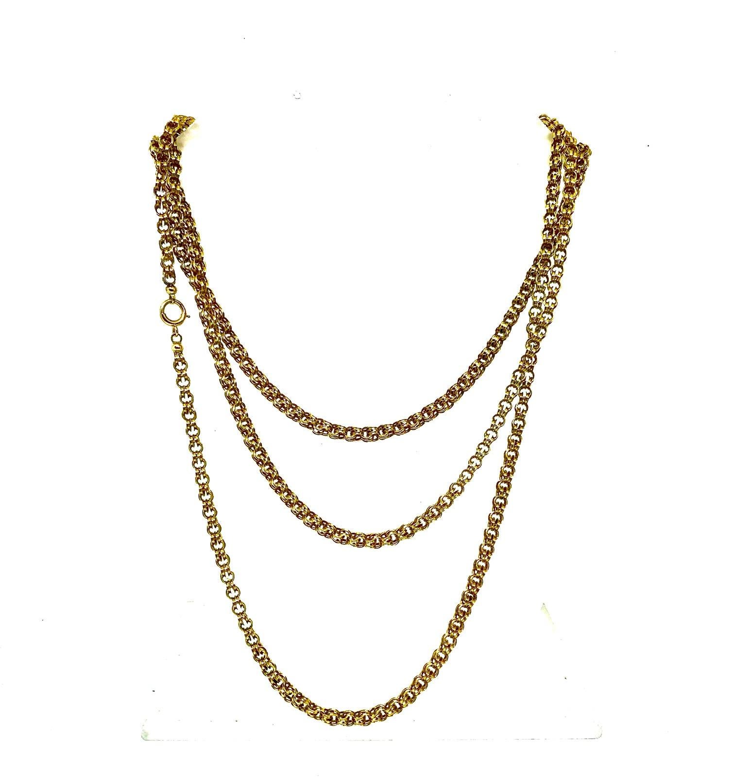 Victorian Yellow Gold Long Chain Necklace 1