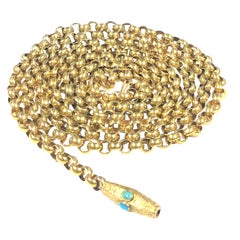 Victorian Yellow Gold Long Link Chain Necklace
