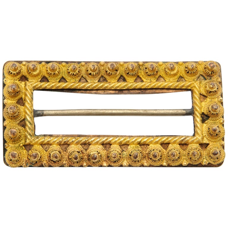 Antique Gold Rectangular Belt Buckle For Sale at 1stdibs