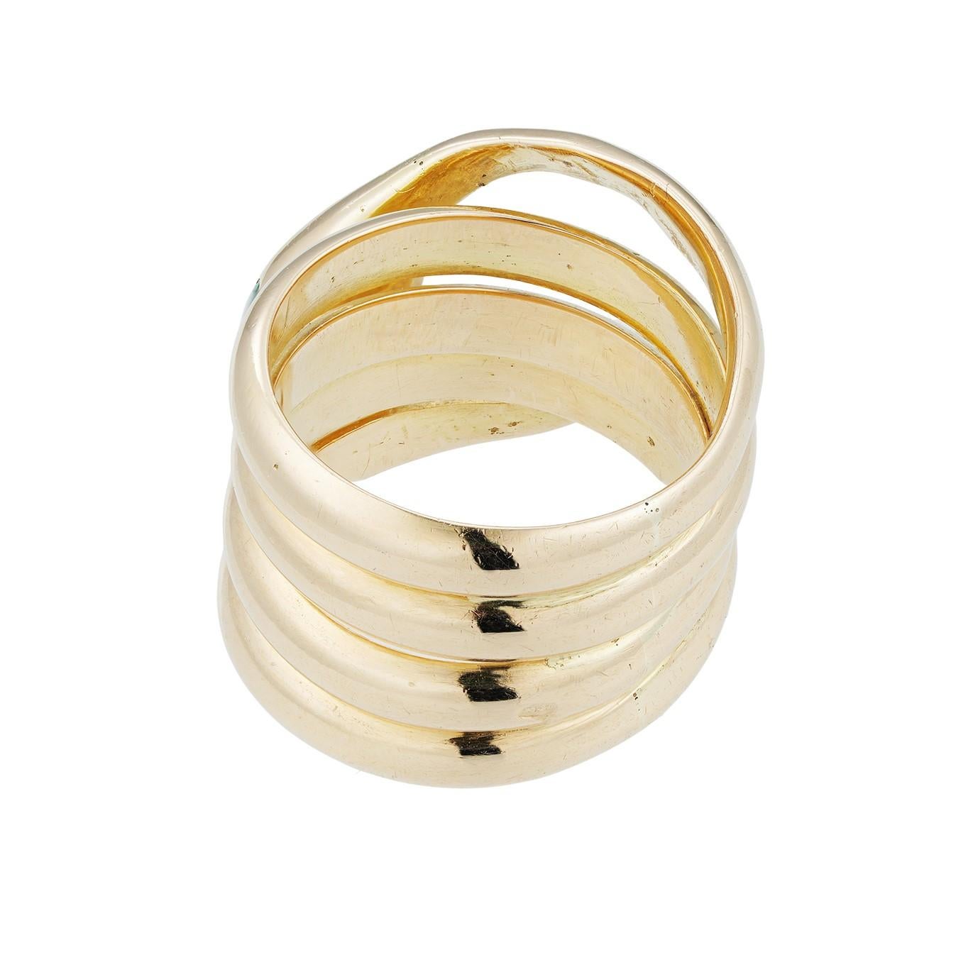 Round Cut Victorian Yellow Gold Serpent Ring