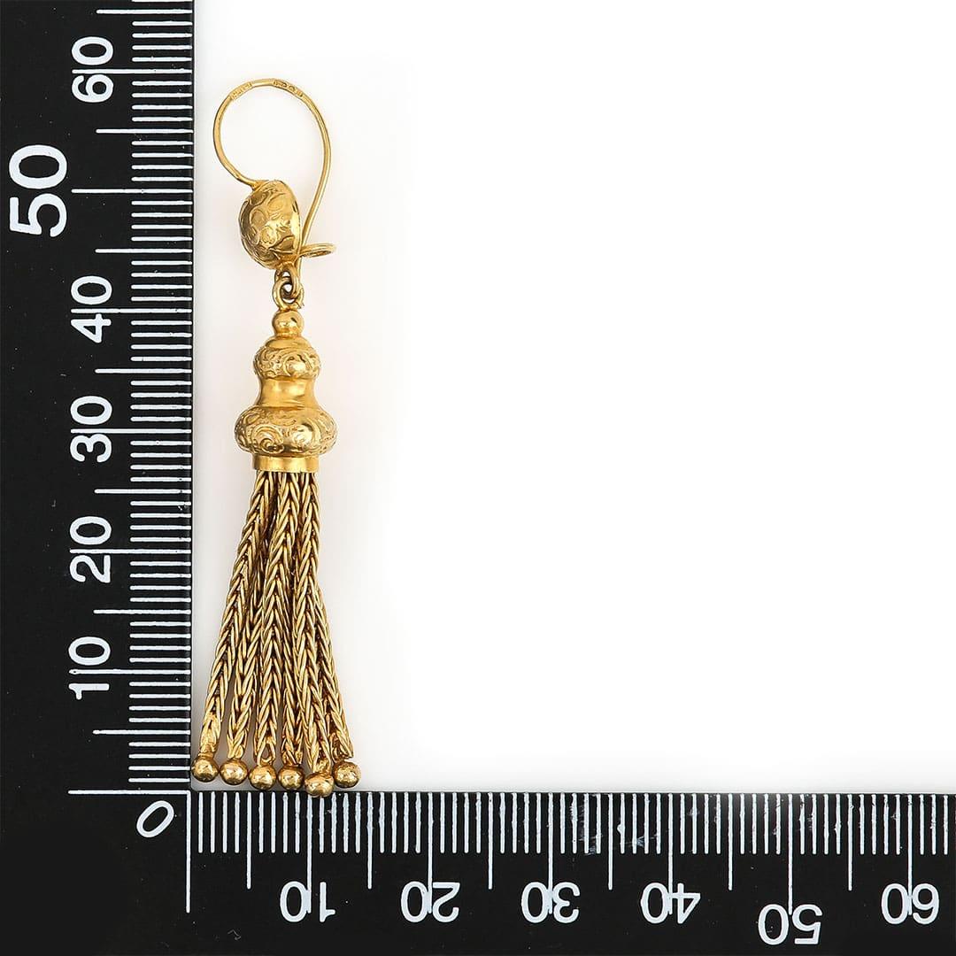Victorian Yellow Gold Tassel Drop Earrings Circa 1880 4