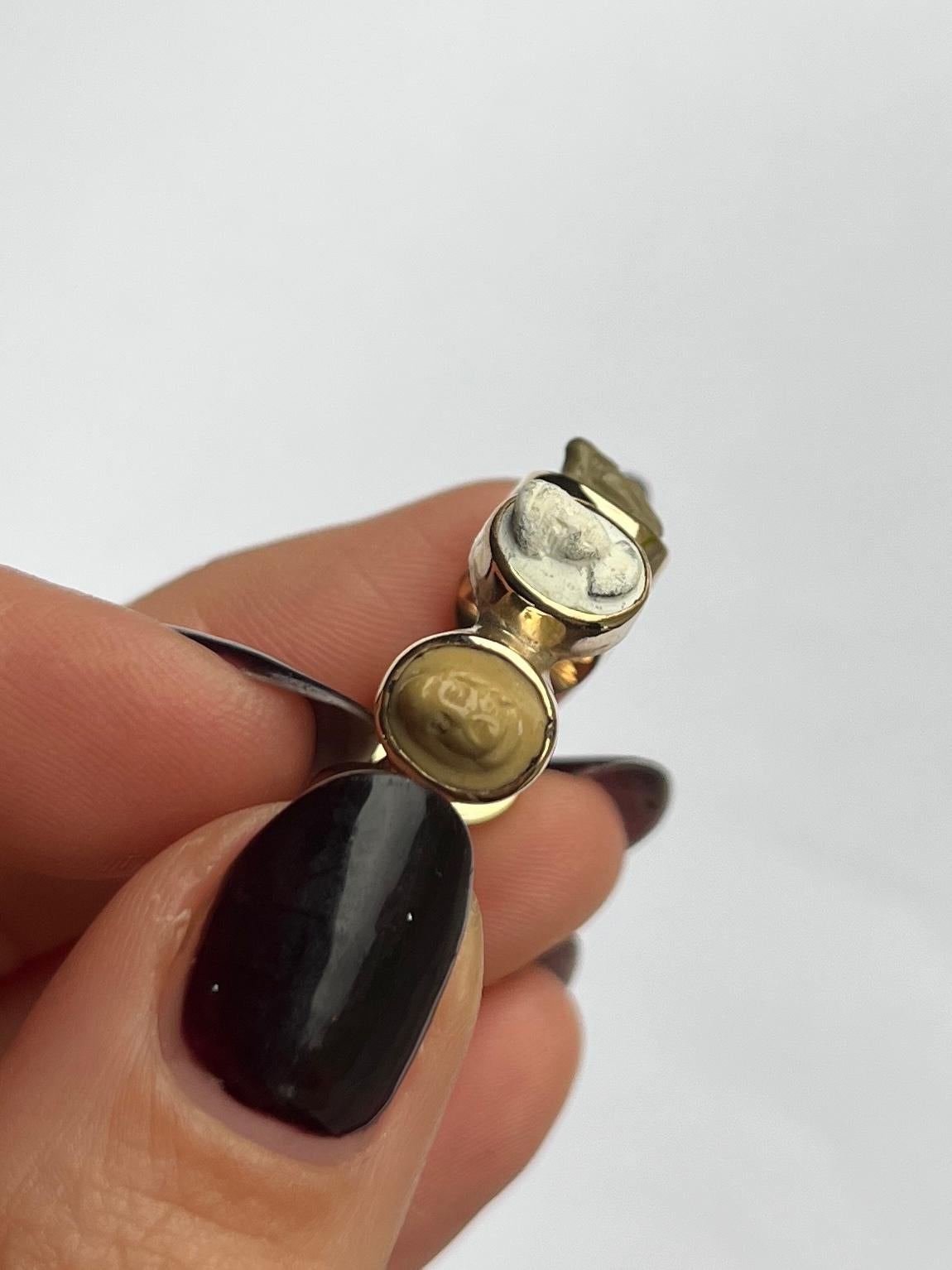 Women's Victorian Yellow Metal Carved Head Ring For Sale