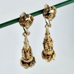 Victorian Yellow Metal Dangle Earrings