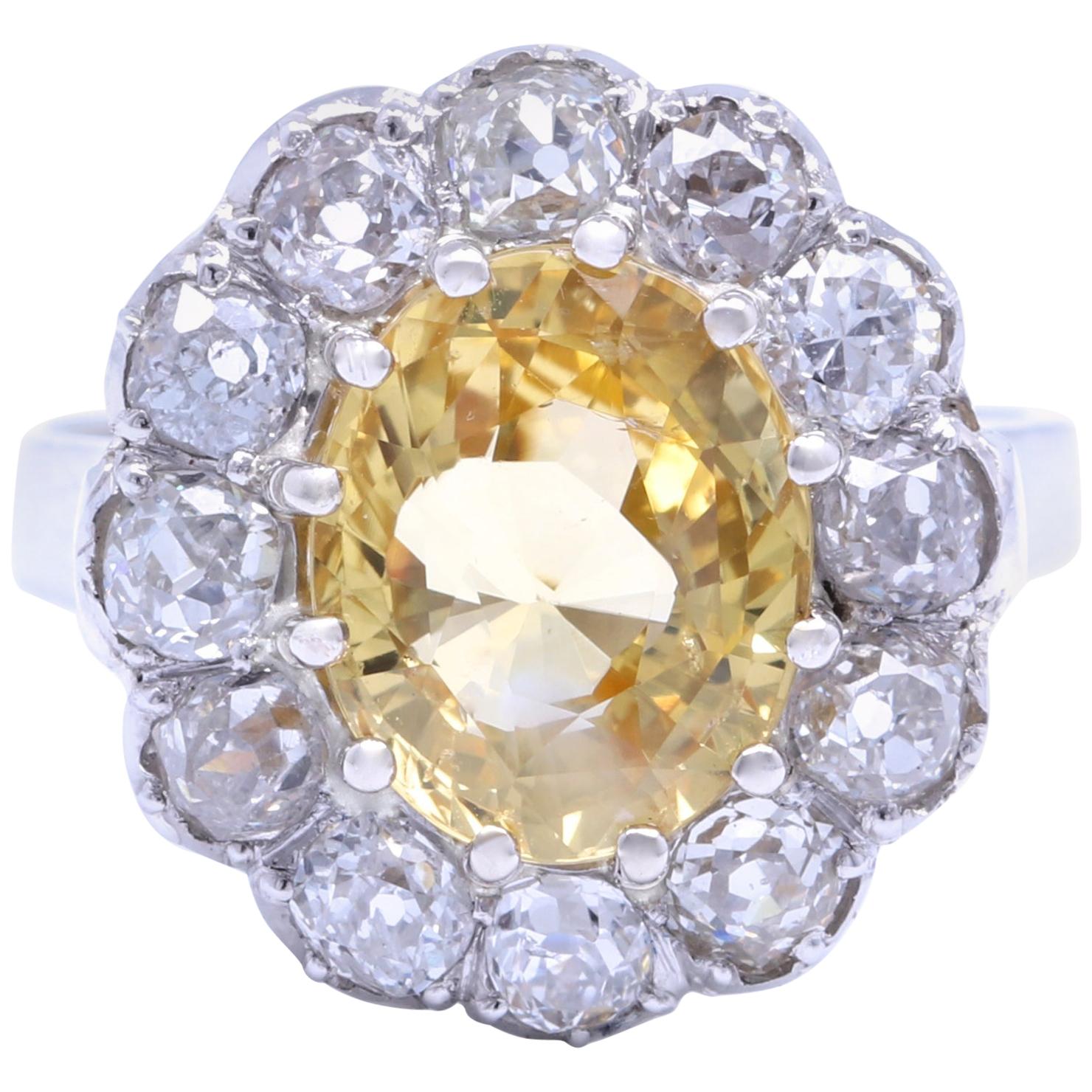 Victorian Yellow Sapphire Diamond Gold Ring