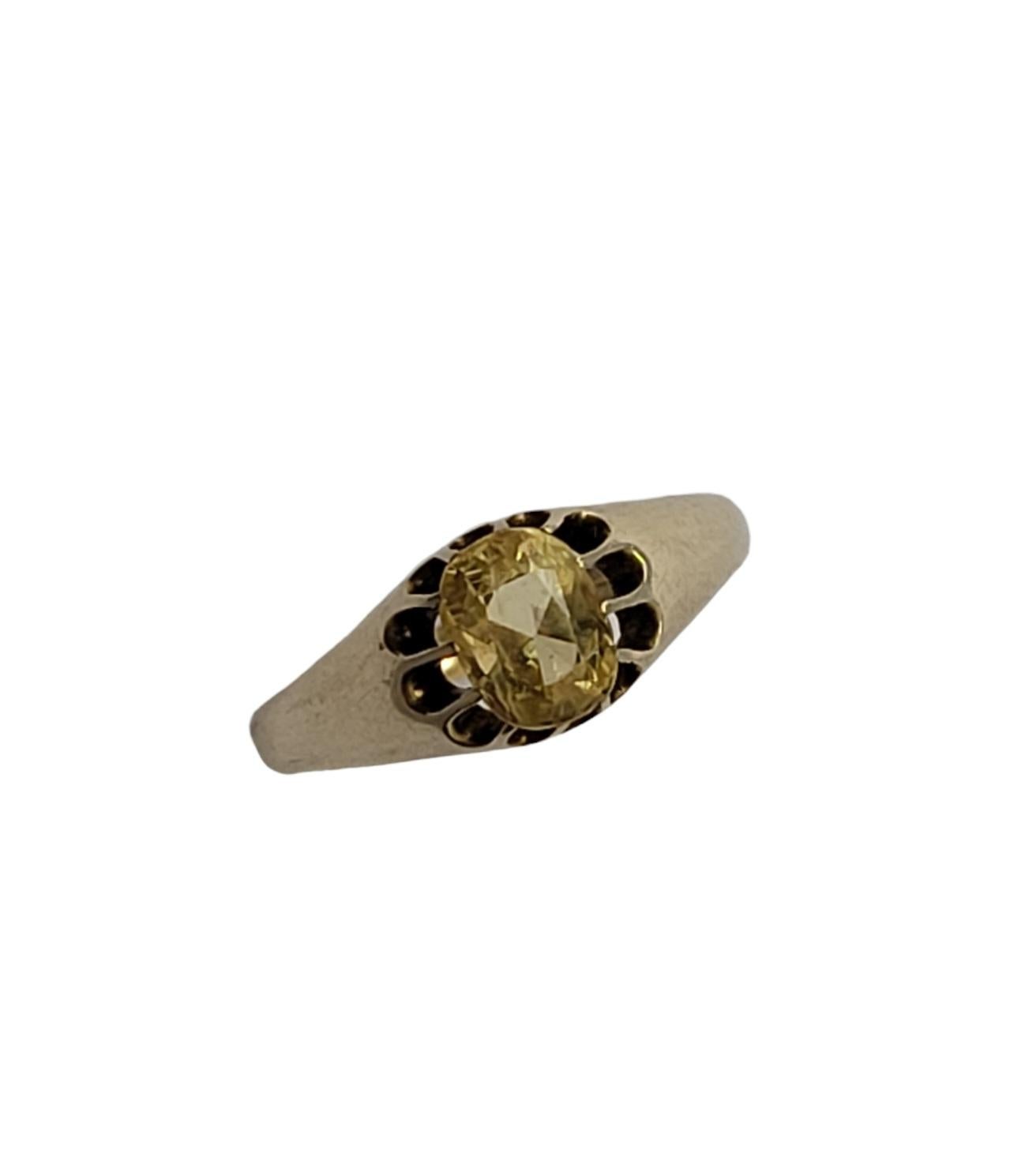Oval Cut Victorian Yellow Sapphire Gold Solitaire Ring For Sale