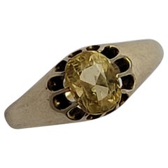 Antique Victorian Yellow Sapphire Gold Solitaire Ring