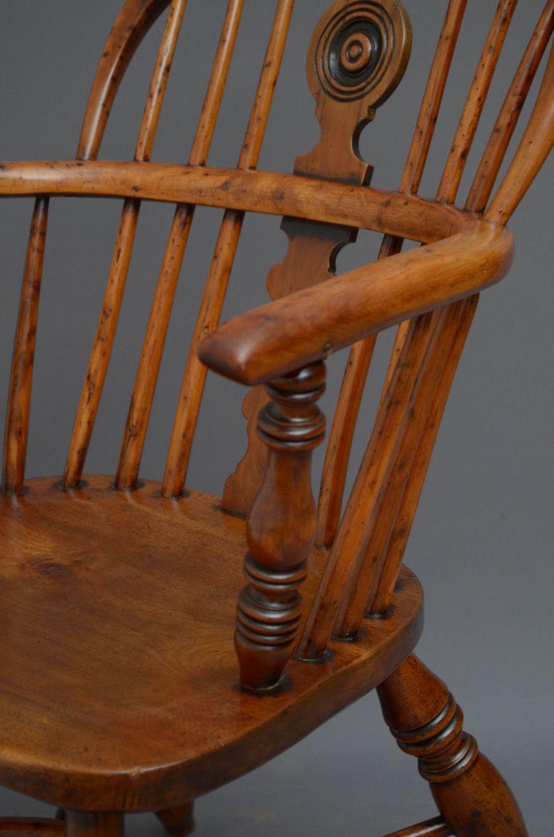 Viktorianischer Windsor-Stuhl aus Eibenholz im Angebot 1