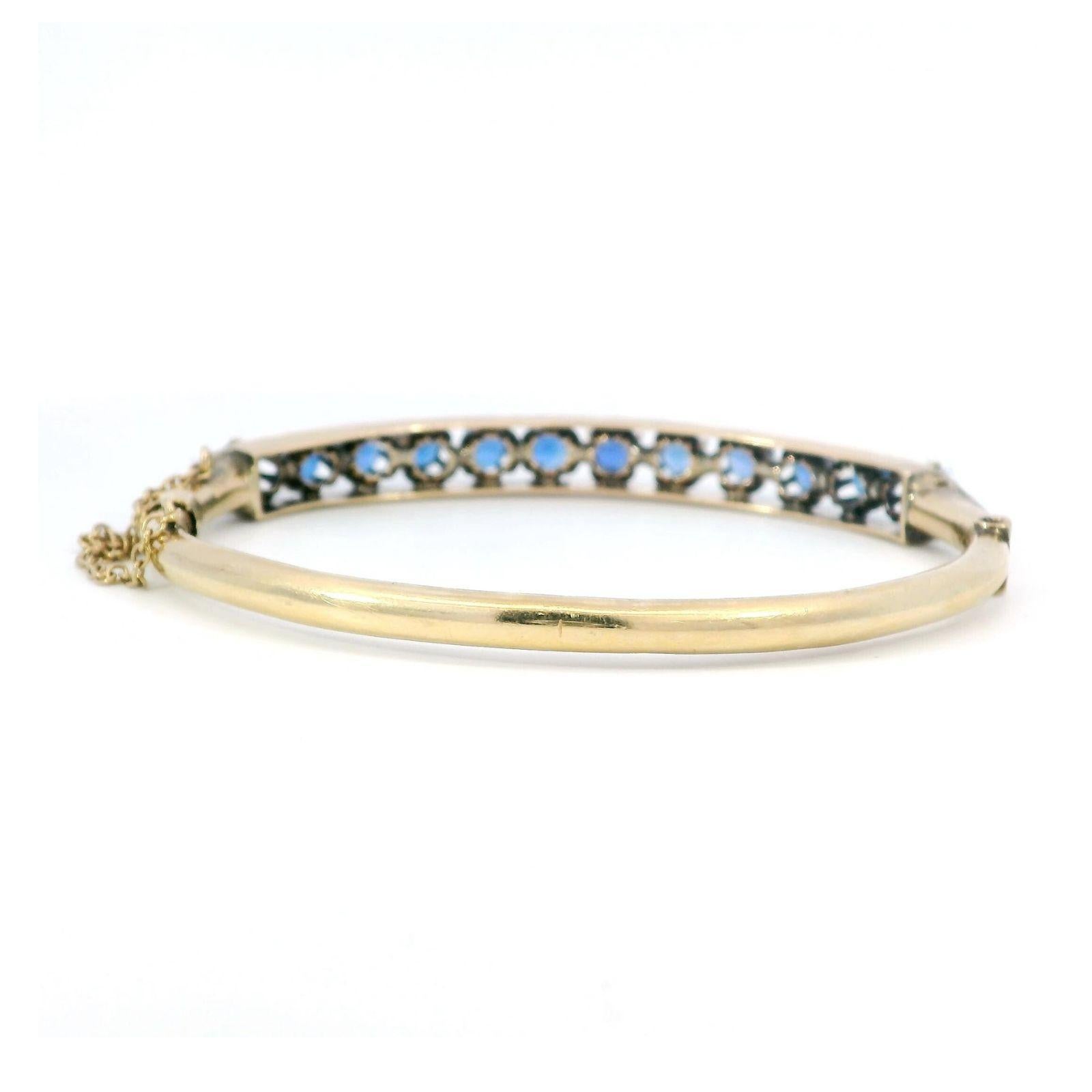 Viktorianischer Yogo Montana Blauer Saphir Armreif 14K Gold ~4.6ctw im Angebot 1