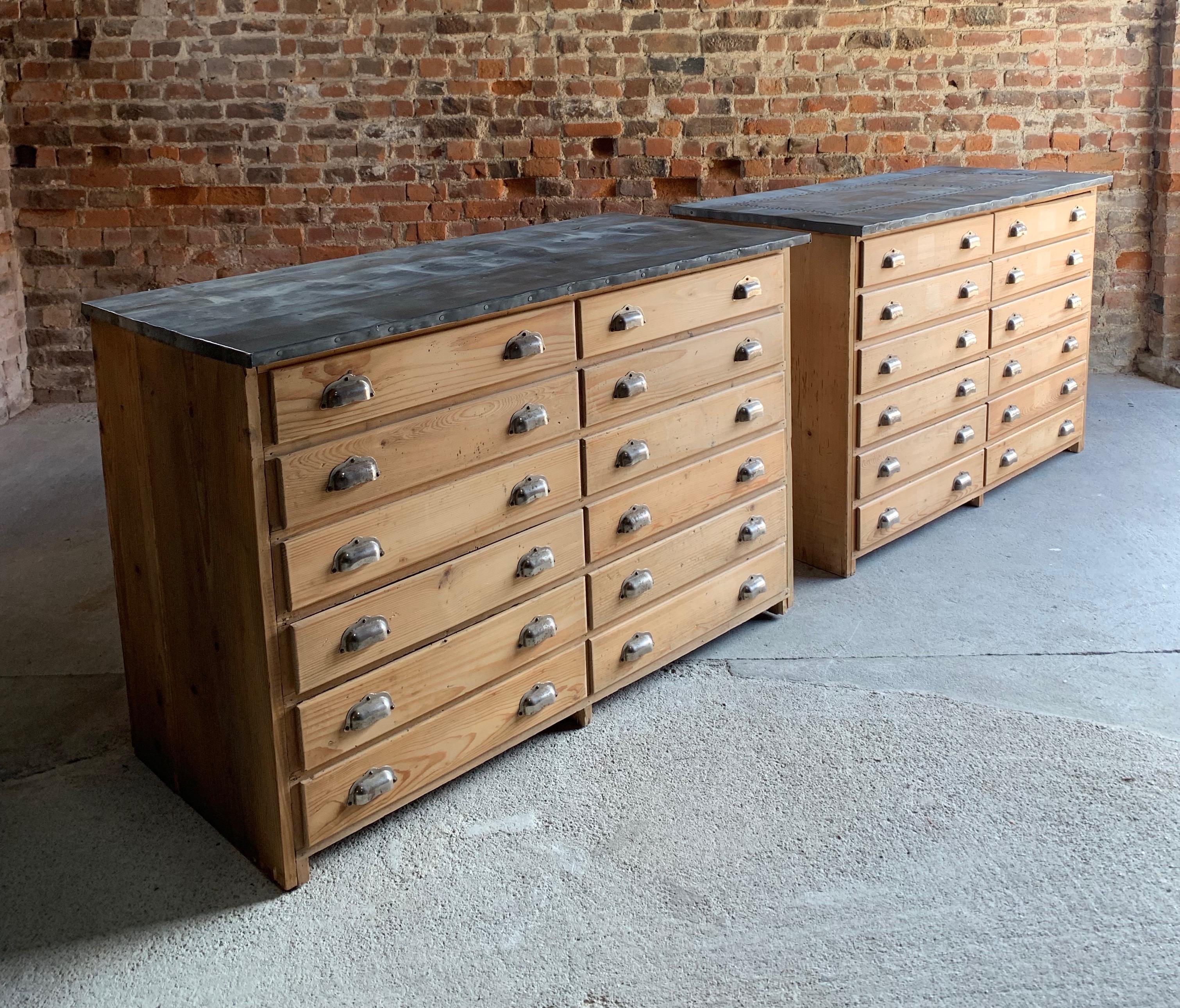 Victorian Zinc Top Engineers Industrial Pine Chest of Drawers / Sideboard Circa  5
