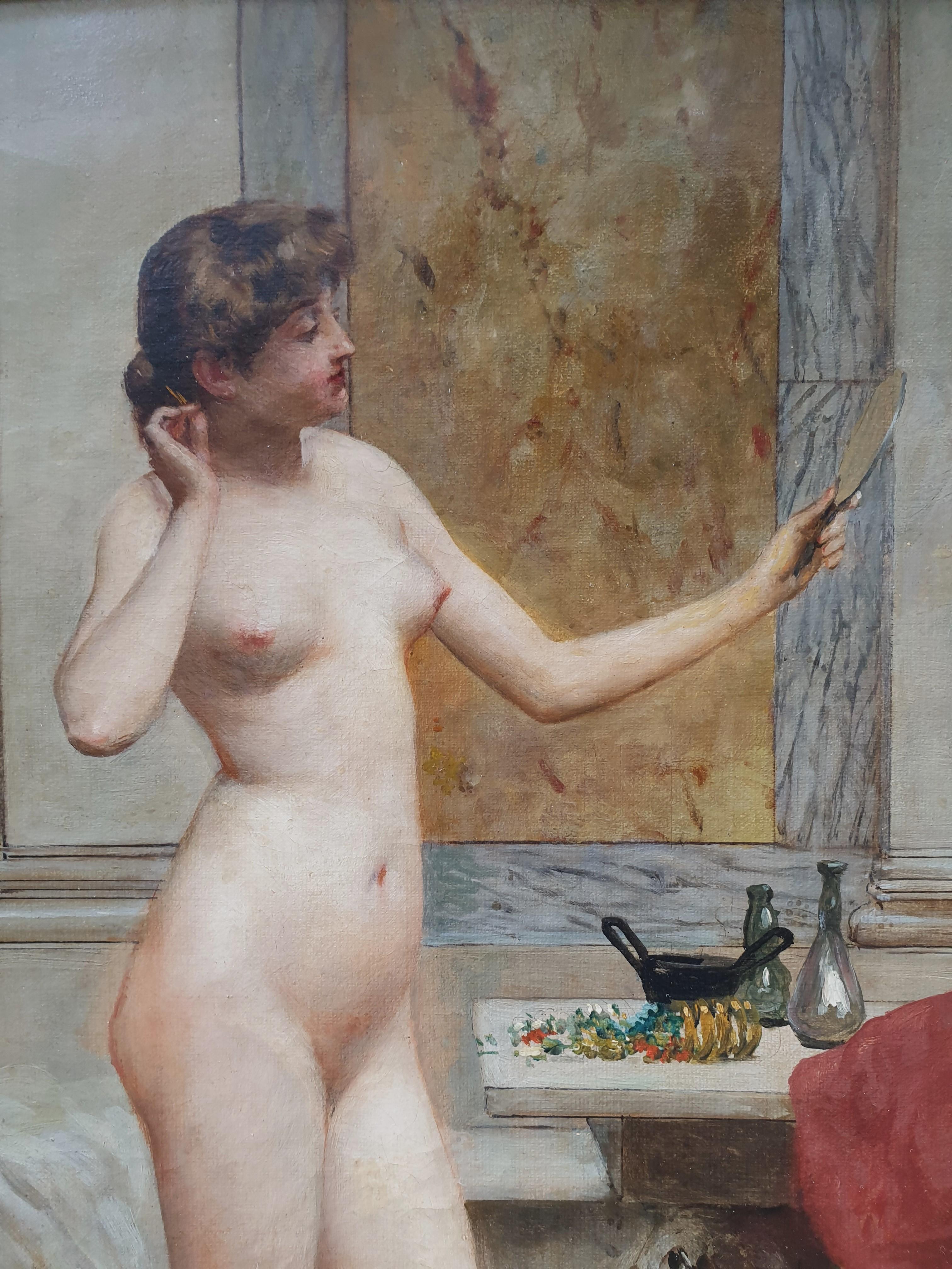 CODINA Y LANGLIN Odalisque Woman nude in a bathroom Spanish school 19th  For Sale 3