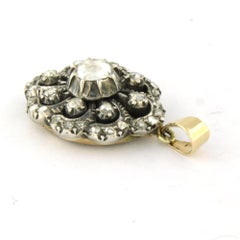 VICTORIAN pendant with rose cut diamonds up to 0.60ct 14k gold and silver
