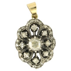VICTORIAN pendant with rose cut diamonds up to 0.60ct 14k gold and silver