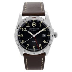 Victorinox Infantry GMT Acciaio Pelle Quadrante Nero Orologio al quarzo da uomo 241648