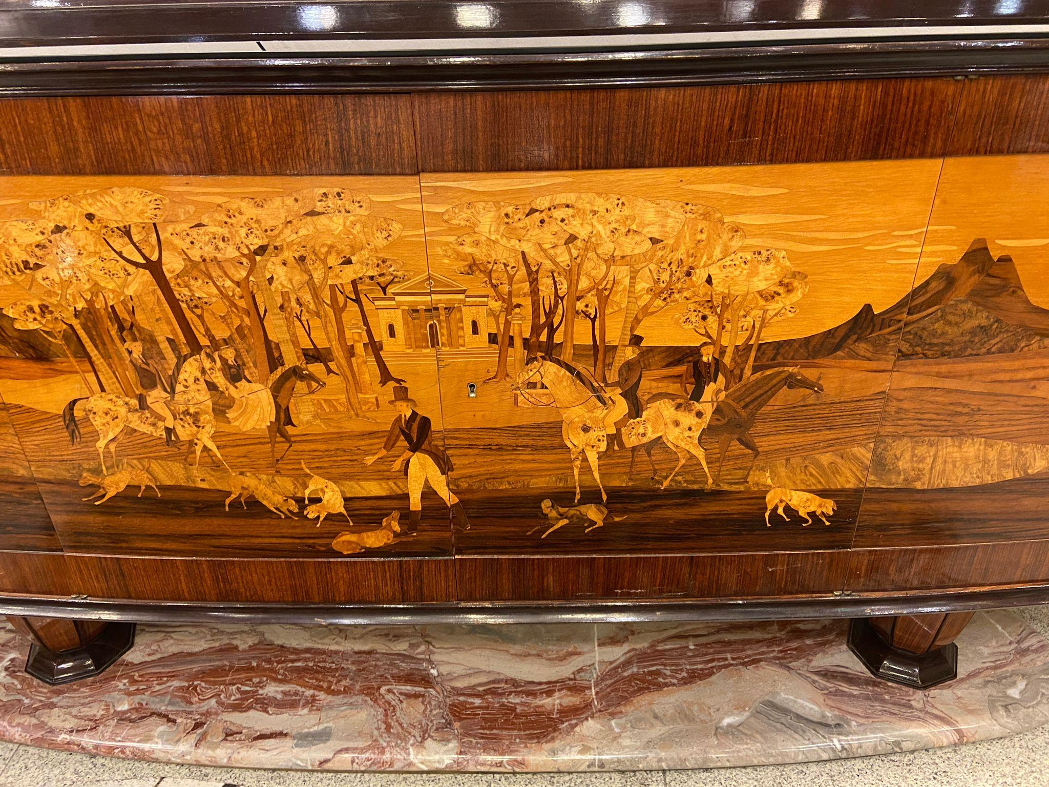Hand-Crafted Victorio Dassi Enfilada, Sideboard, Credenza Italy, Wood Marble