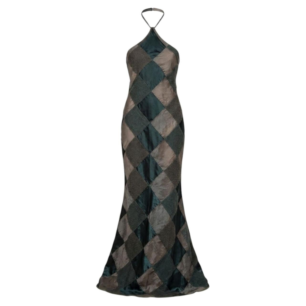 Victorio & Lucchino Sevilla Green Patchwork Gala Gown - FW 1992 For Sale
