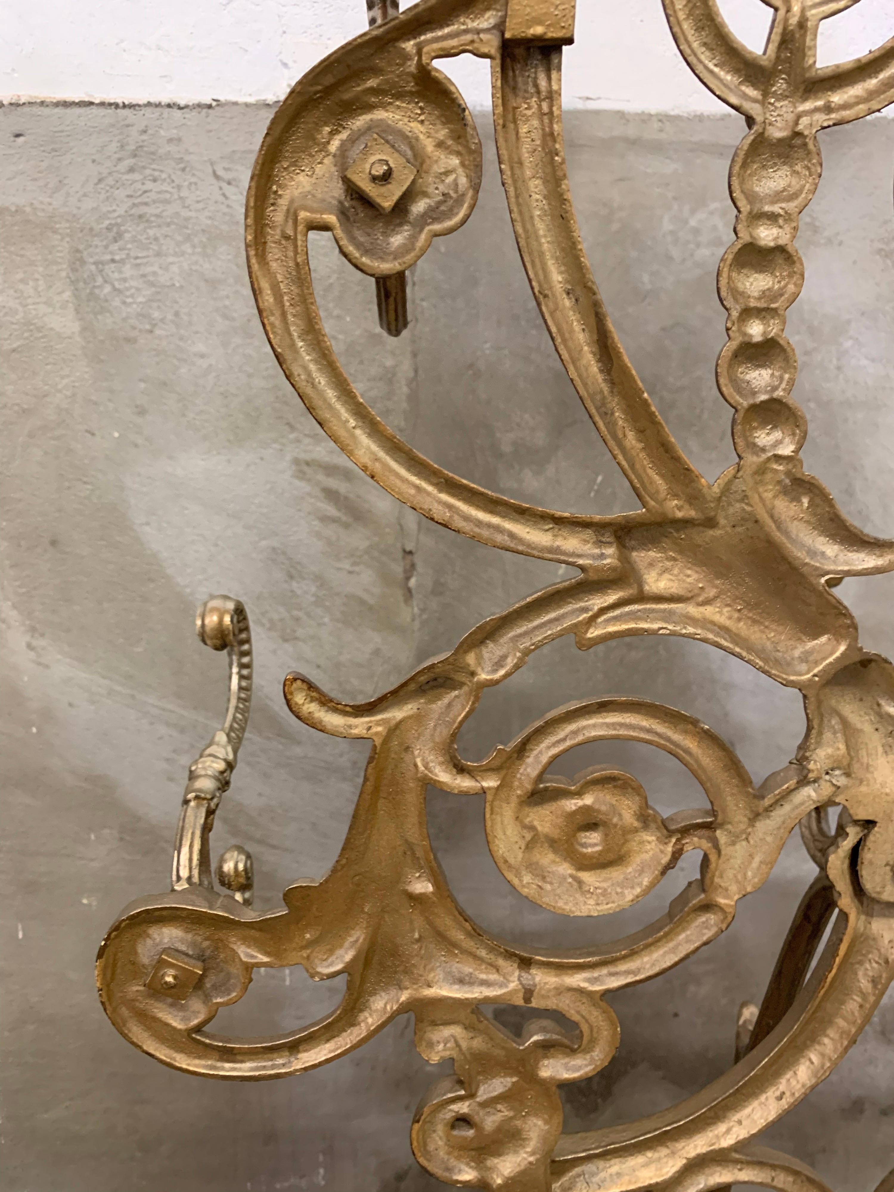 Victorion Cast Iron Coat and Umbrella Rack, 1880, Antique Gold Hall Stand 1
