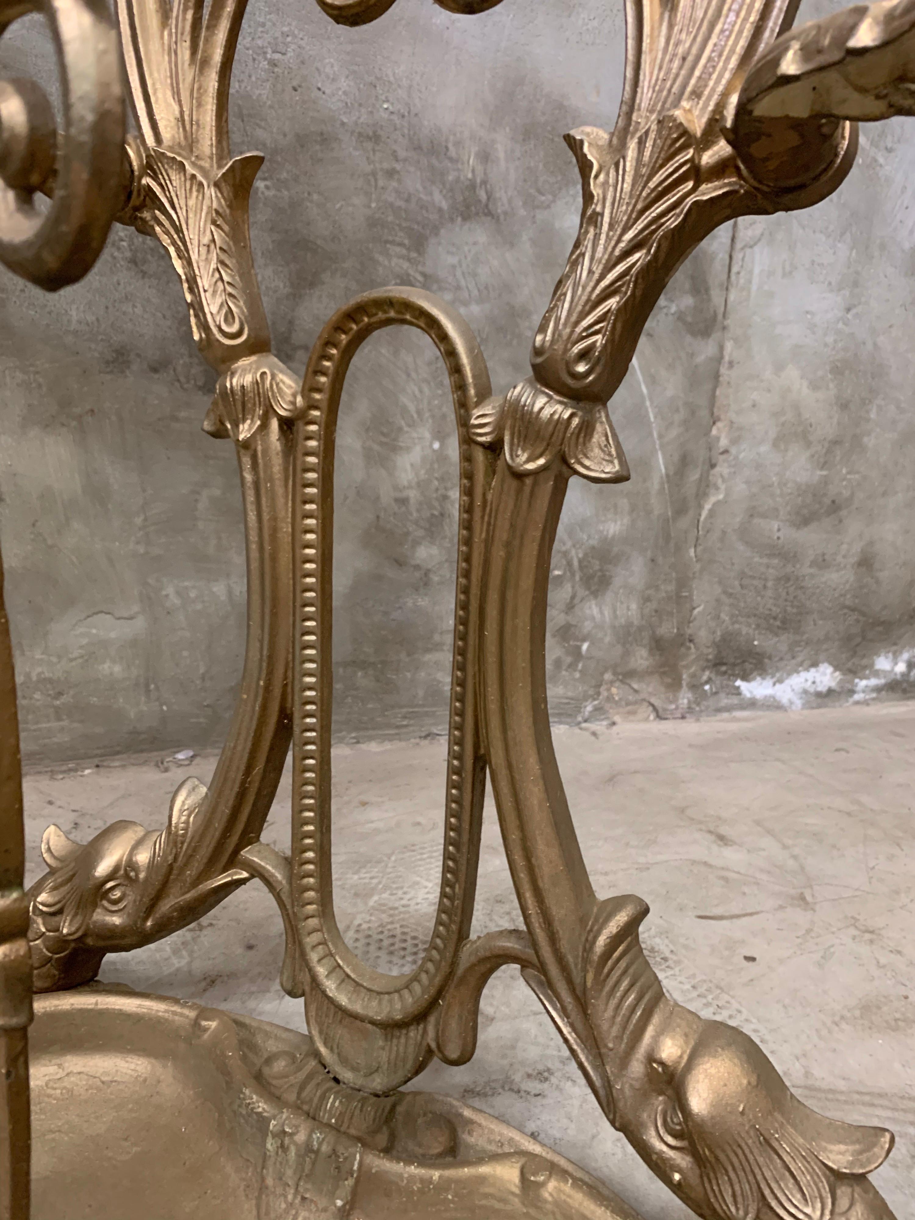Late Victorian Victorion Cast Iron Coat and Umbrella Rack, 1880, Antique Gold Hall Stand
