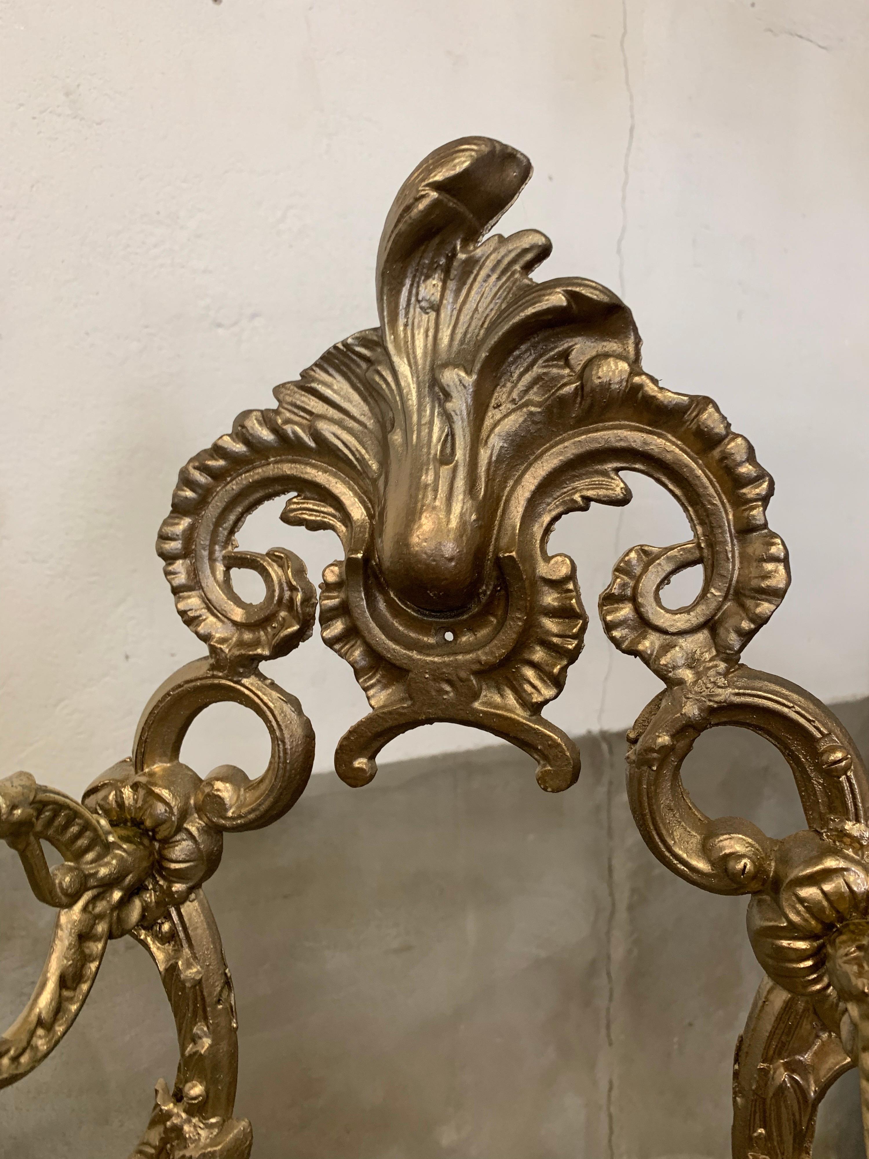 Victorion Cast Iron Coat and Umbrella Rack, 1880, Antique Gold Hall Stand In Good Condition In Hoogeveen, NL