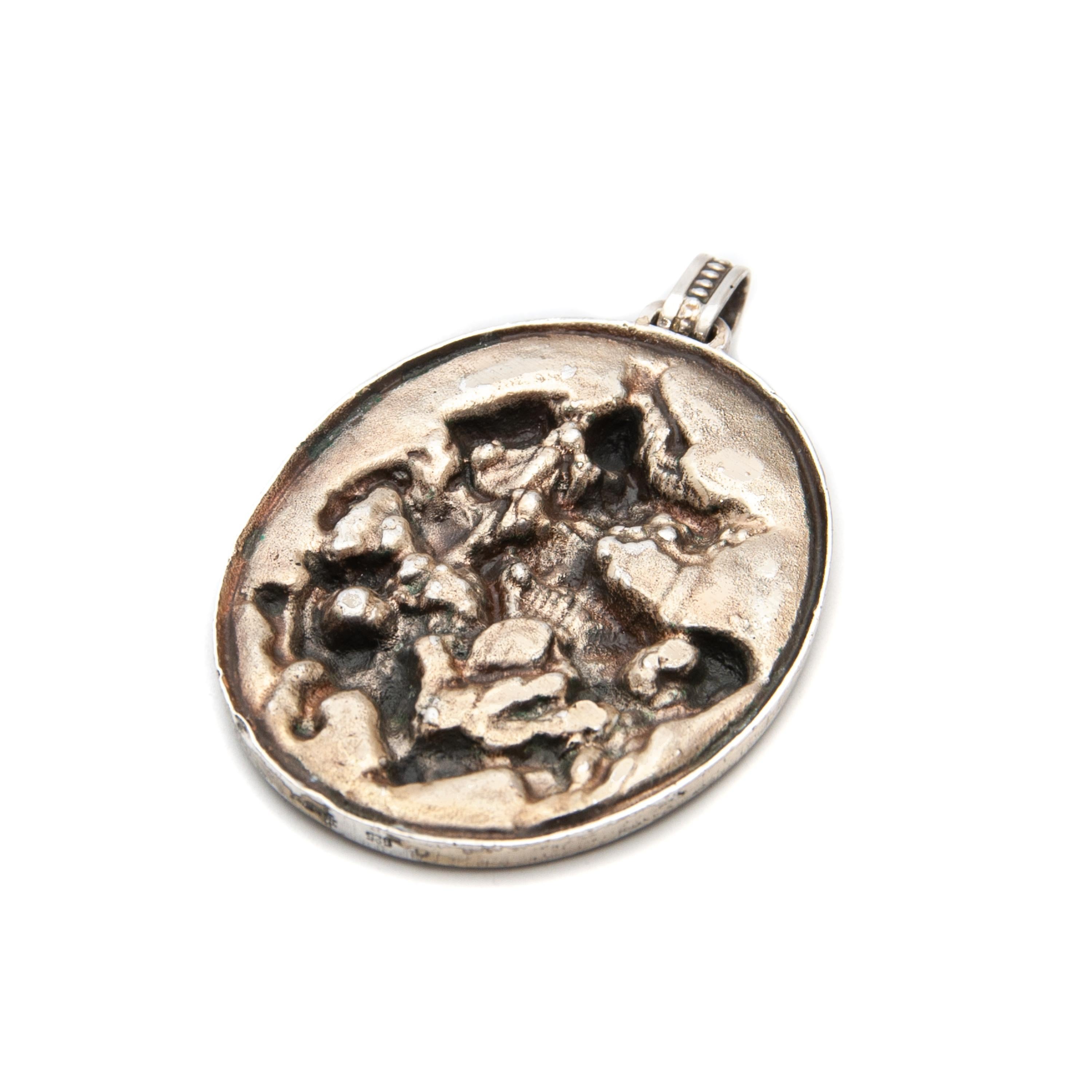 Women's or Men's Silver St. George and the Dragon Relief Pendant