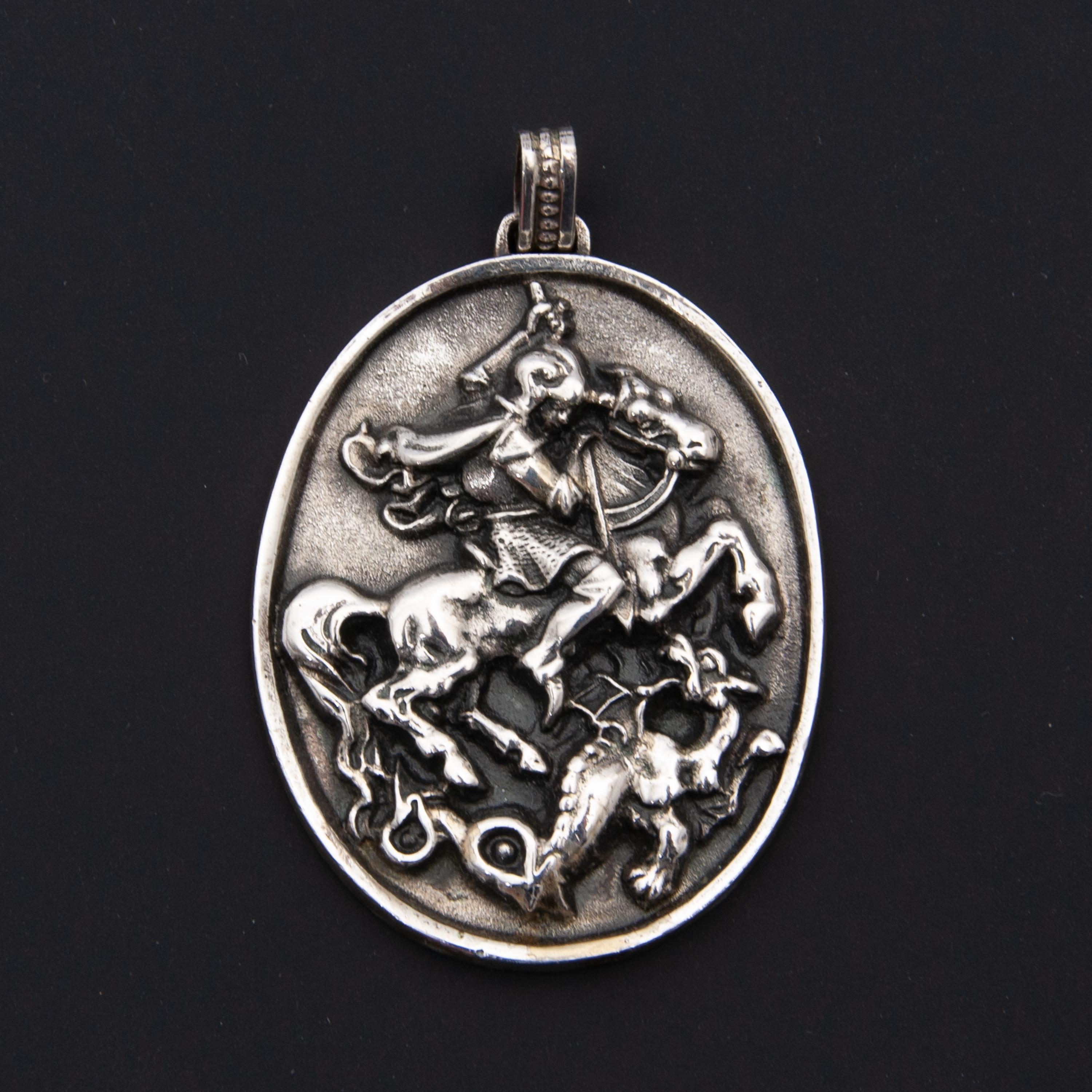 Silver St. George and the Dragon Relief Pendant 1