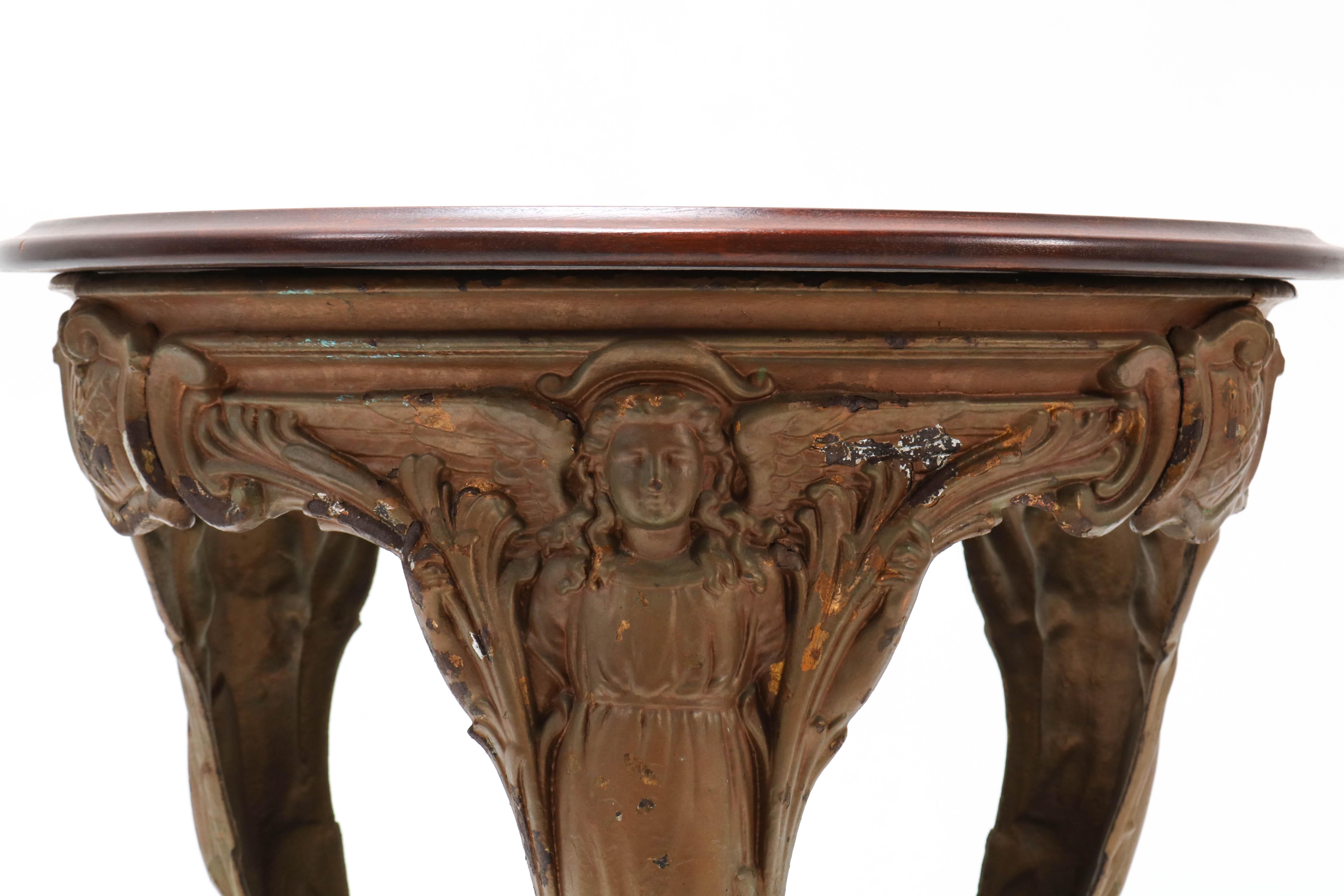 Early 20th Century Victory Cast Iron Pub Table with Padouk Top, circa 1900 For Sale