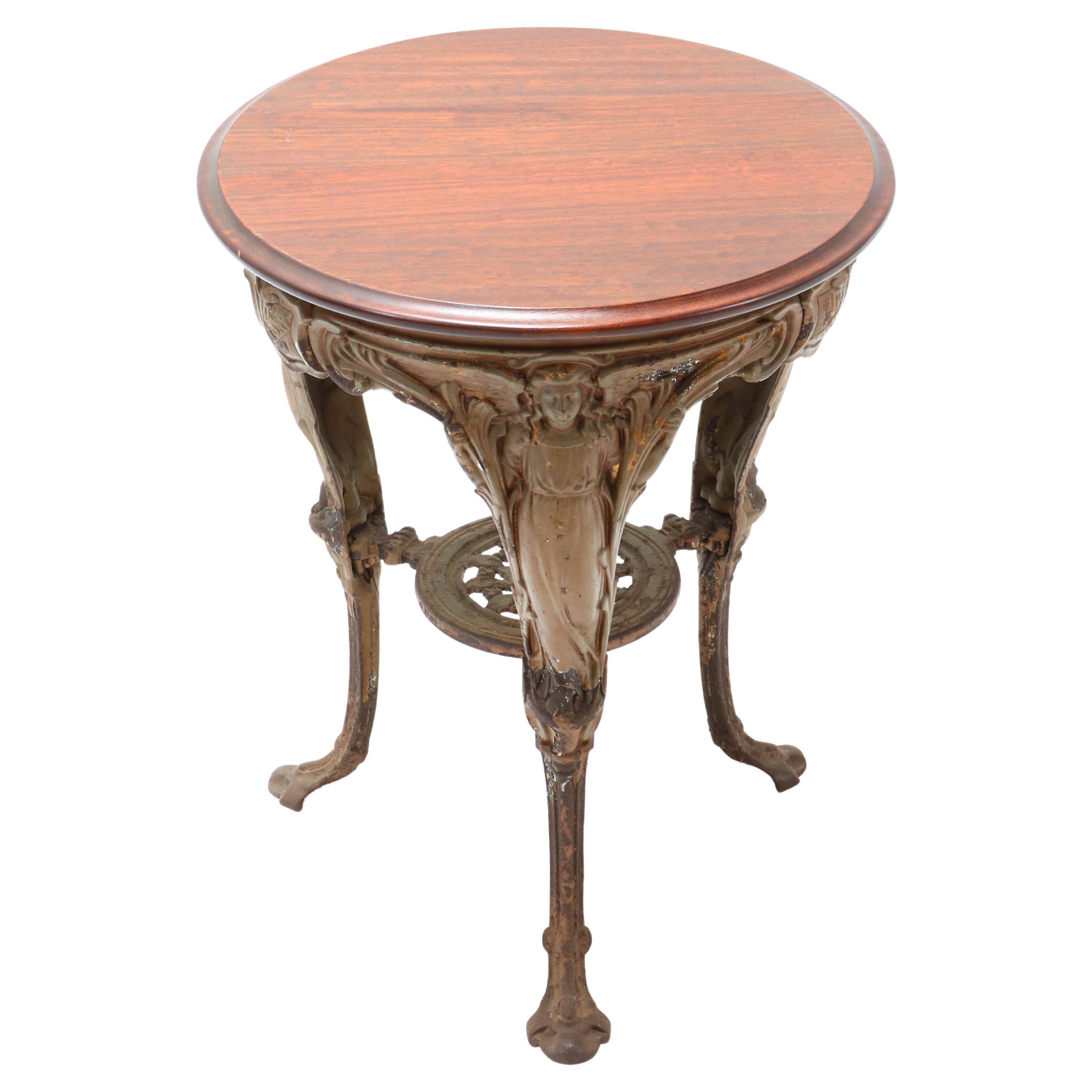 Victory Cast Iron Pub Table with Padouk Top, circa 1900 For Sale
