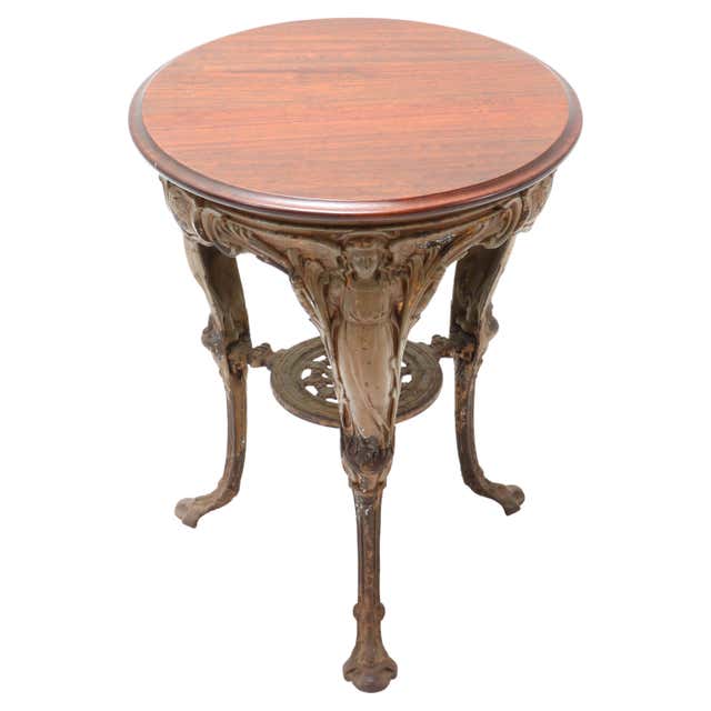 Fancy Cast Iron Rectangular Table Base with Glass Top, circa 1930s For ...