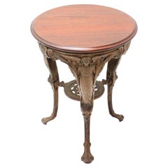 Victory Cast Iron Pub Table with Padouk Top, circa 1900