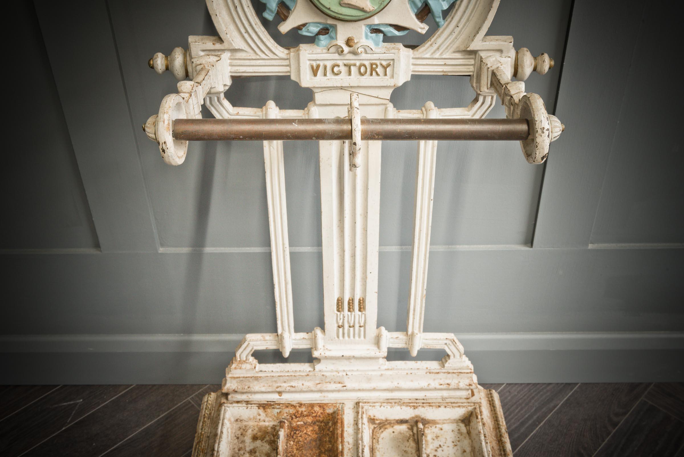 Victory Embossed Cast Iron Umbrella Stand For Sale 1