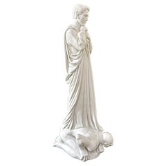 « Victorie », grande sculpture allégorique unique en porcelaine avec nu masculin