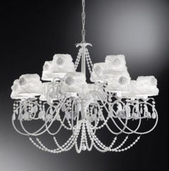 Victory Luxury Rose Chandelier in Chrome and Italian Cut Glass by Aggiolight