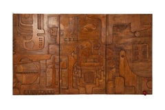 Victory of Segonzac. Carved wooden triptych panel. Contemporary.